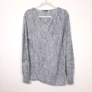 Vince linen blend boatneck sweater loose knit coastal beach quiet luxury gray